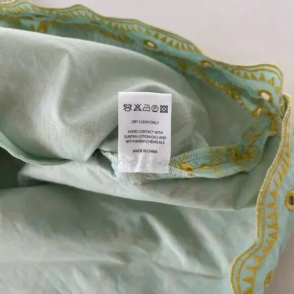 Saloni NWT Jesse Broderie Embroidered Hourglass Cotton Dress in Duckegg Citrine - Picture 13 of 16